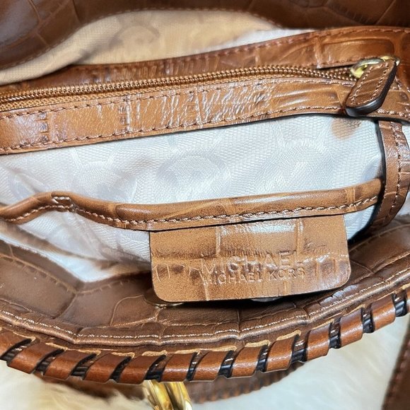 Michael Kors Hamilton Whipped Tiger Animal Print Canvas Brown Hand Shoulder Bag - Picture 10 of 12